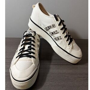 Adidas Women's Nizza Platform Sneaker White Off White Cheetah Stripe Size 10